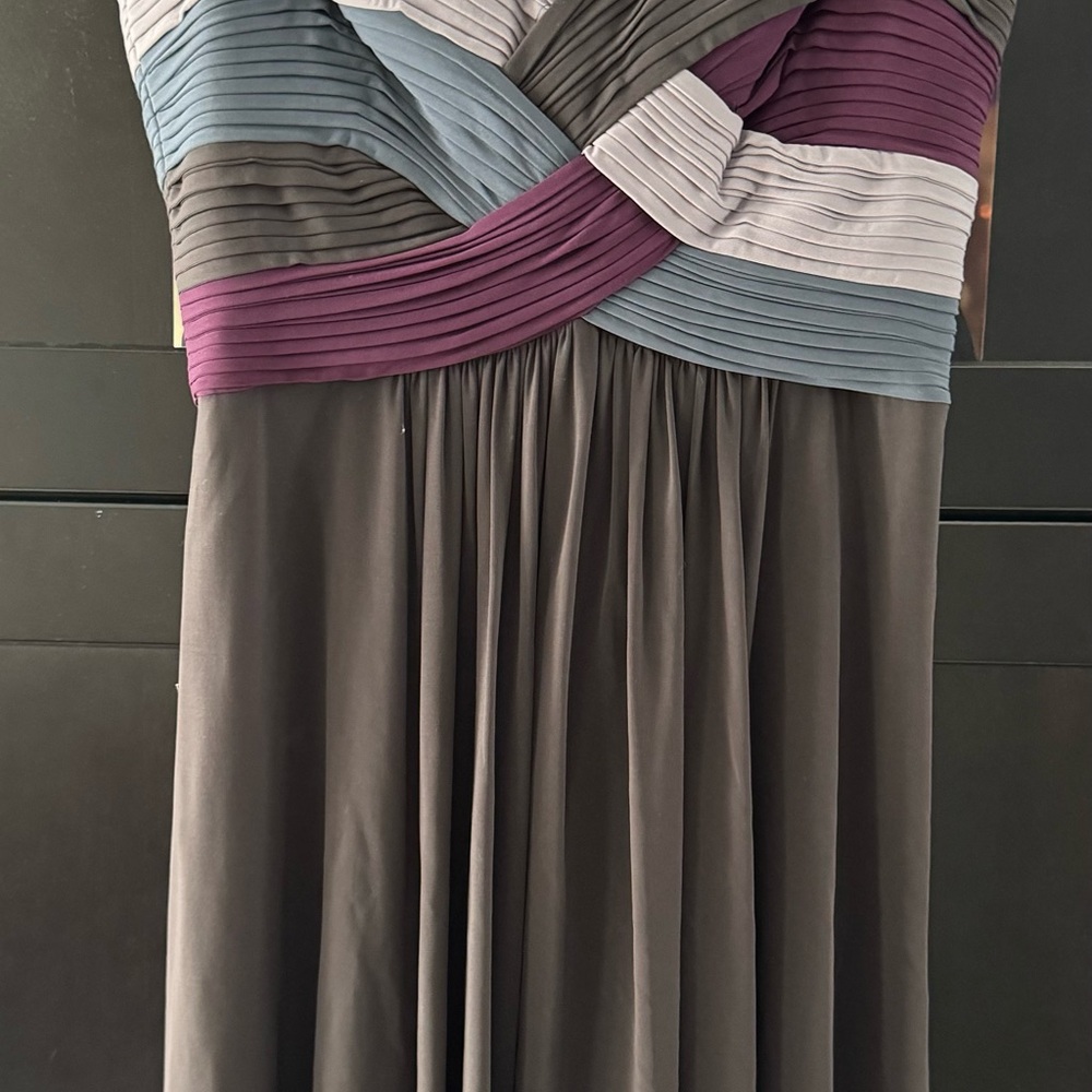 BCBGMaxAzria Blue and Purple Strapless Sundress